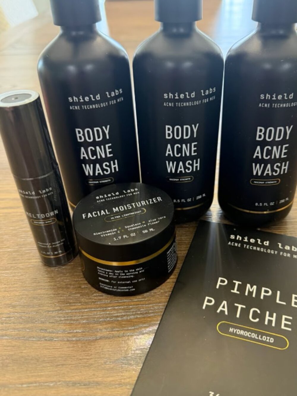 Shield Labs Men's Acne Technology Body Wash, Moisturizer, Pimple Patches